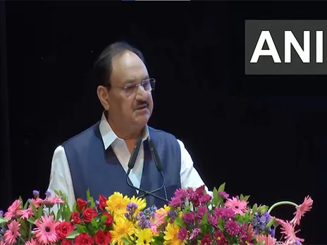 Union Minister JP Nadda addresses the gathering in Jabalpur (Photo: ANI)