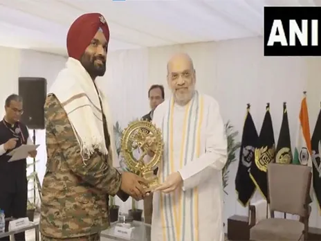 Union Home Minister Amit Shah felicitates personnel involved in Operation Mahadev (Photo: ANI)