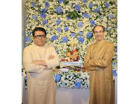 Former Maharashtra CM Uddhav Thackeray visits MNS chief Raj Thackeray's home for Ganpati Puja (Photo/ANI)