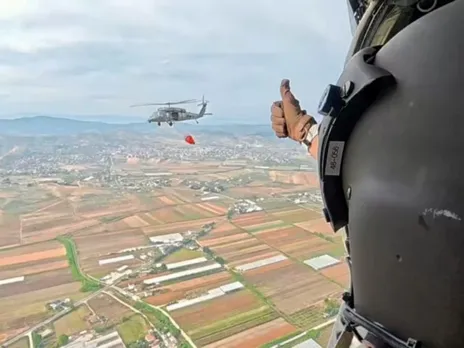 UAE rescue team conducts aerial missions with Black Hawk helicopters to contain raging forest fires in Albania (Photo/WAM)