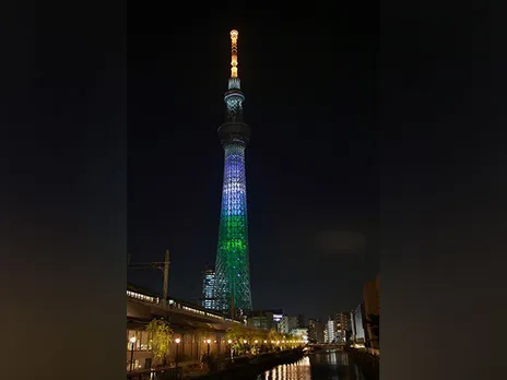 Tokyo Sky Tree lit up in Indian flag colours (Image: X/@@MEAIndia)