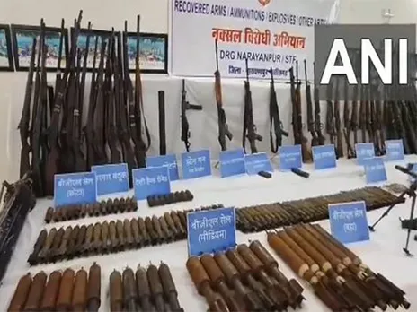 Huge cache of arms, ammunition recovered in anti-Naxal operation in Chhattisgarh (Photo/ANI)
