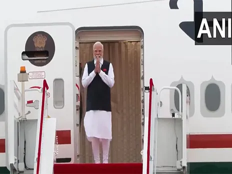 Prime Minister Narendra Modi arrives in Tianjin (Photo: ANI/DD)
