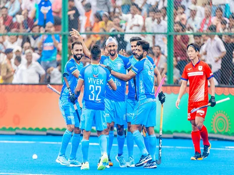 Team India celebrating their goal (Photo: HI Media)