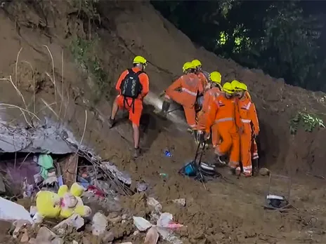 Search and rescue operations are underway as landslide hit Mandi's Sundernagar. (Photo/ANI)