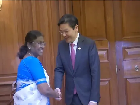 Singapore PM Wong meets President Droupadi Murmu at Rashtrapati Bhavan (Photo/ANI)