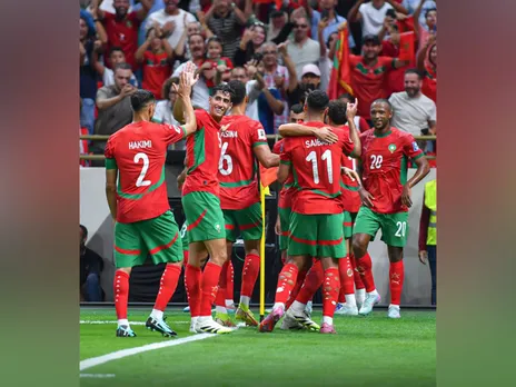 Morocco players celebrating (Photo: @EnMaroc/X)