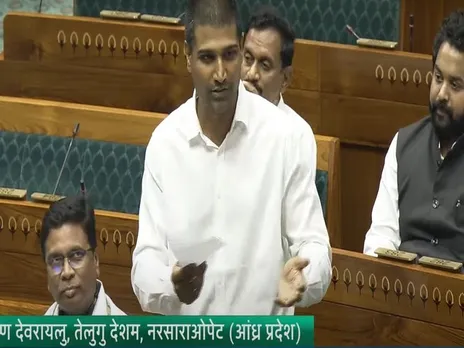 TDP MP Lavu Sri Krishna Devarayalu addressing the Lok Sabha (Photo credit: Sansad TV)