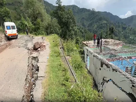 J&K: Land drift causes heavy landslide in Poonch's Mendhar (Photo/ANI)