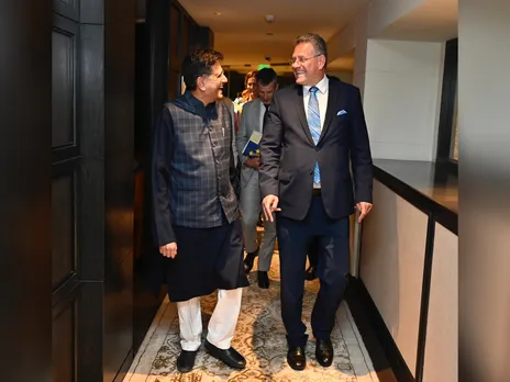 Union Minister Piyush Goyal with his EU counterpart (Photo/X/@PiyushGoyal)