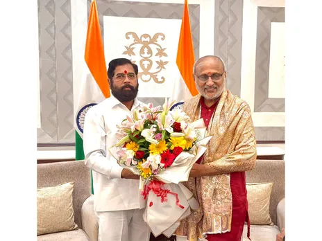 Maharashtra Deputy CM Eknath Shinde meets Vice President CP Radhakrishnan (Photo: Eknath Shinde Public Relations Team)