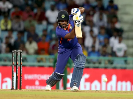 Sanju Samson plays a shot. (Photo/ANI)