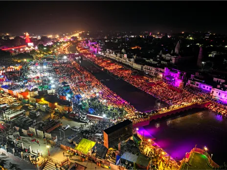 Lakhs of diyas illuminated along the banks of the Saryu River in Ayodhya as part of the grand Deepotsav last year (FilePhoto/ANI)