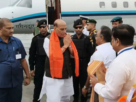 Defence Minister Rajnath Singh arrives in Kolkata (Photo/ANI)