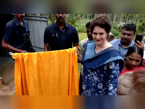 Priyanka Gandhi at the drinking water project site inauguration (Photo/ANI)