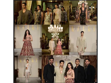 KALKI staged a spectacular fashion showcase with Varun Dhawan & Tara Sutaria as showstoppers at the iconic Taj Falaknuma Palace, alongside founders Saurabh, Shishir & Nishit Gupta.