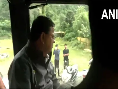 Uttarakhand CM Dhami inspecting disaster-affected area in Kesarwala, Maldevta area. (Photo/ANI)