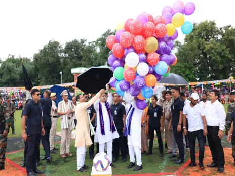 Tripura CM Saha inaugurates the MLA Cup Football Competition at Boxanagar Mini Stadium (Photo/CMO)
