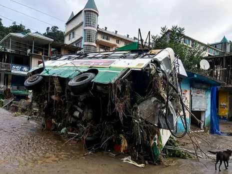 Damage caused to a bus stand due to rains in Himachal Pradesh (Photo: ANI)
