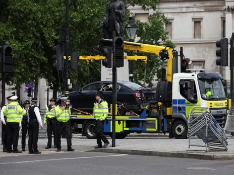 A police vehicle tows a car after a security incident near Trafalgar Square during Queen Elizabeth’s Platinum Jubilee celebrations in London (File Photo/Reuters)