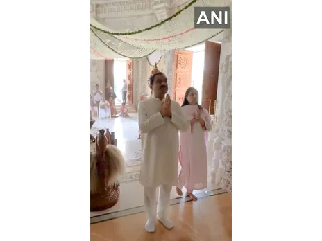 Adani Group Chairman Gautam Adani, accompanied by his wife, offered prayers at a Jain temple in Ahmedabad  (Photo/ANI)