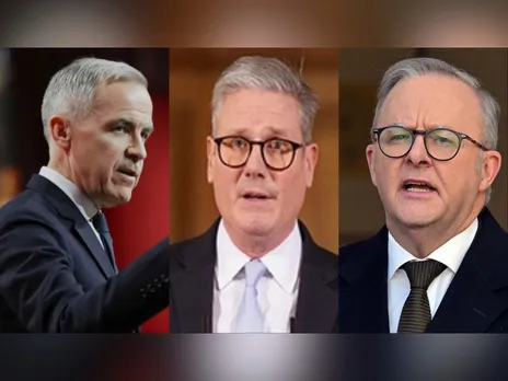 Canada Prime Minister Mark Carney, UK's Keir Starmer, Australia's Anthony Albanese (L to R) (File Photo/Reuters)