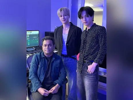 AR Rahman, JO1 members Mame and Shosei (Photo/Instagram@arrahman)