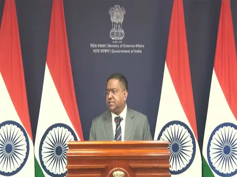 MEA Spokesperson Randhir Jaiswal addresses the weekly press briefing in New Delhi (Photo/MEA YouTube)