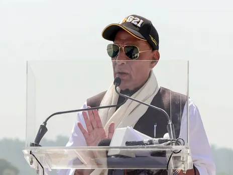 Rajnath Singh addresses during the Decommissioning Ceremony of the Indian Air Force MiG-21 (Photo/ANI)