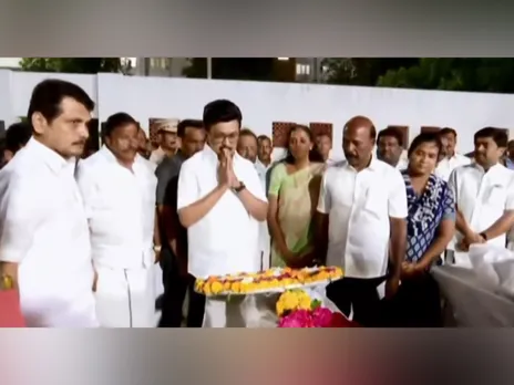 Tamil Nadu CM MK Stalin pays tribute to people who lost their lives in Karur stampede (Photo/ANI)