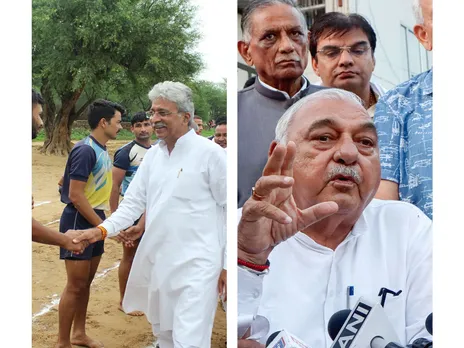 Rao Narender Singh and  Bhupinder Singh Hooda (Photo/ @RaoNarenderS/ File Photo ANI)