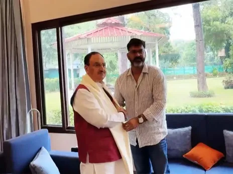 Pawan Singh meets BJP national president JP Nadda (Photo/ANI)