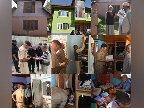 J-K: Sopore Police conduct searches at residences of JeI-linked individuals (Photo/ANI)