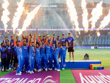 India celebrating without trophy (Photo/ANI)