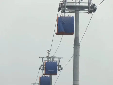 India’s first urban public transport ropeway trial begins in Varanasi (Photo/ANI)