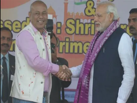Prime Minister Narendra Modi and Hagrama Mohilary, CEM Bodoland Territorial Council (Photo/X: @narendramodi)