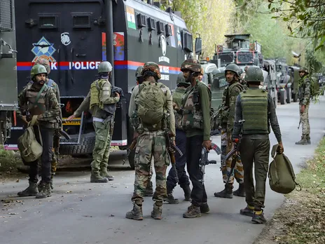 Security personnel deployed for terrorist search operation in Kokernag's forest areas (Photo/ANI)