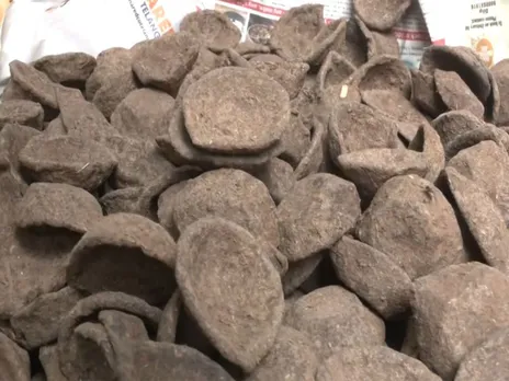 Eco-friendly diyas made with cow dung (Photo/ANI)