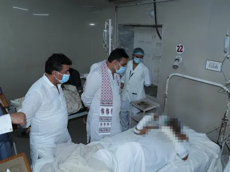 Rajasthan CM Bhajanlal Sharma at the hospital (Photo/@BhajanlalBjp on X)
