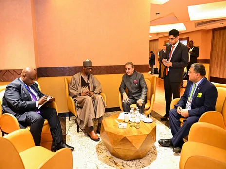 Minister of State for External Affairs and Environment, Forest and Climate Change, Kirti Vardhan Singh meets  Abdoulaye Diop, Foreign Minister of the Republic of Mali (Photo:X/@KVSinghMPGonda)