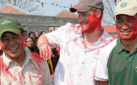 Prince Harry celebrates Holi in Nepal