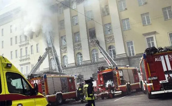 Fire engulfs Russian defence ministry's building in Moscow