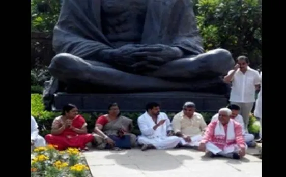 BJP lawmakers stage sit-in protest inside Parliament