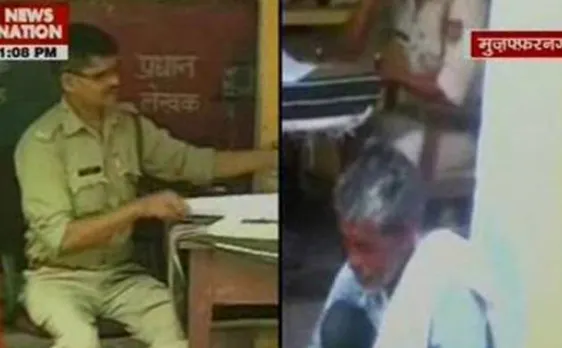 SHOCKING! UP Police force old man to clean boots in Muzaffarnagar