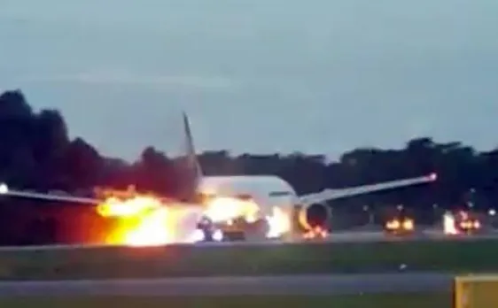 Video: Singapore Airlines flight catches fire, makes emergency landing