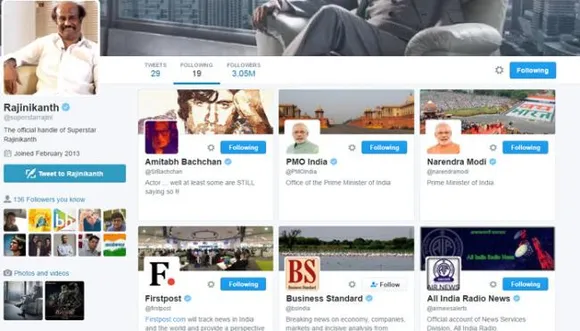 'Kabali' star Rajinikanth follows just one politician on Twitter; guess who?