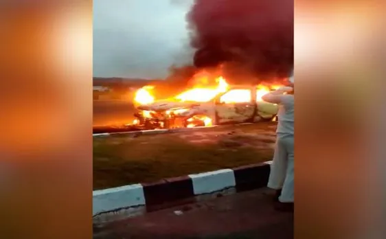 Caught on Camera: Car turns into fireball in Gujarat, couple burnt alive