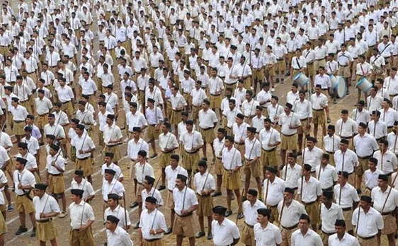 RSS volunteers wear new uniform in procession taken out in Rajasthan