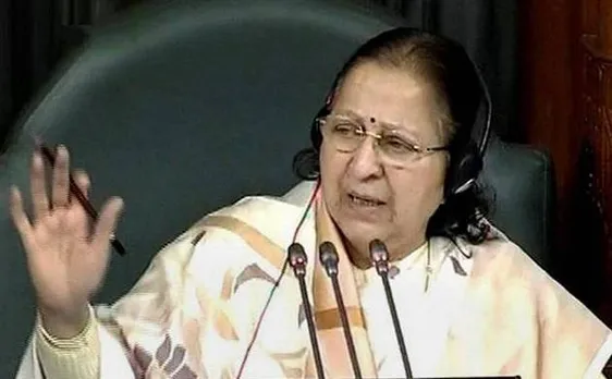 Sumitra Mahajan warns SP's Akshay Yadav for throwing papers across in Lok Sabha