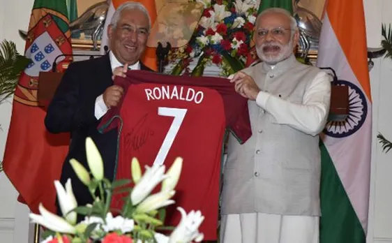 PM Modi receives jersey signed by Cristiano Ronaldo from Portugese PM